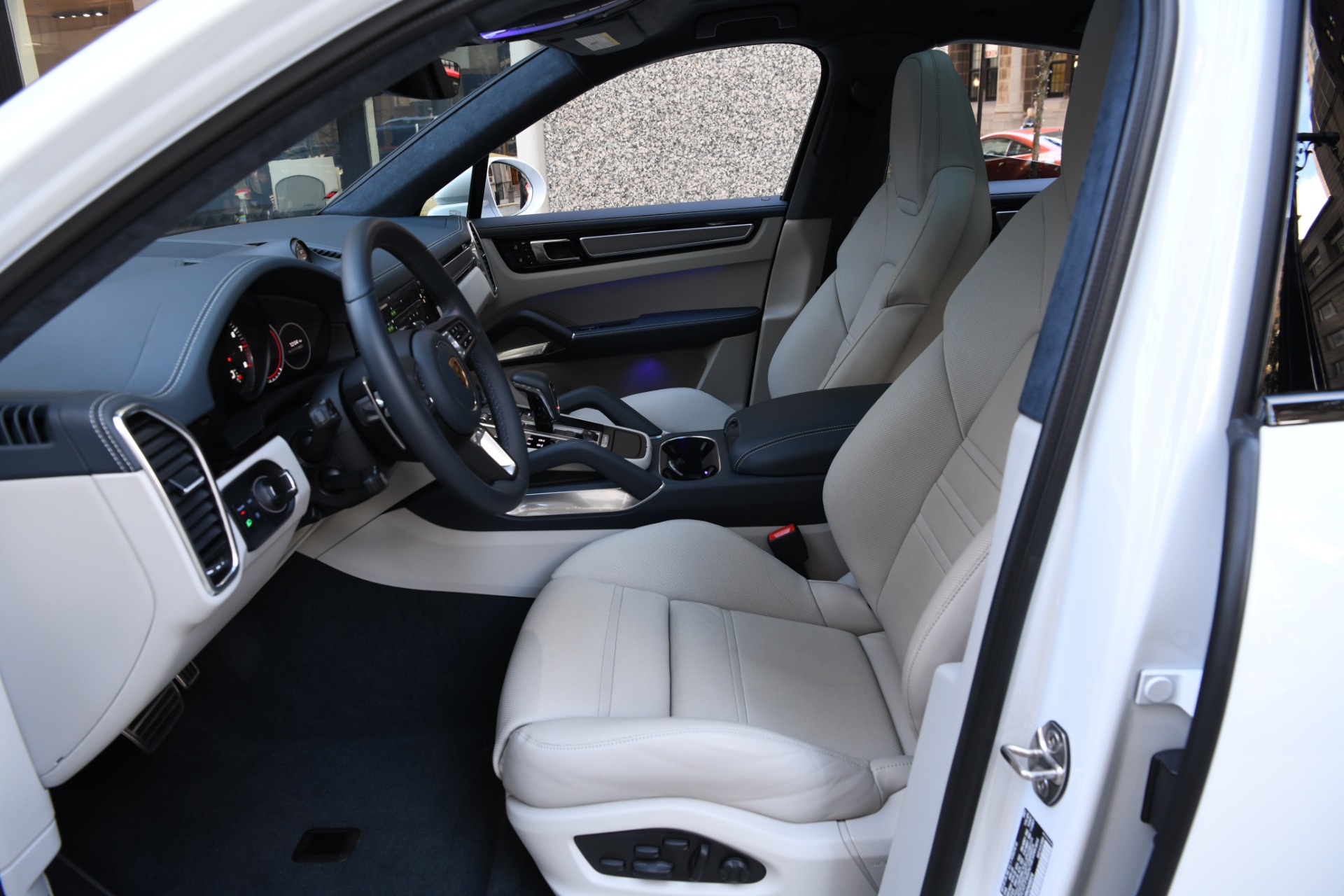 Floor mats with nubuck edging, Steel Grey, for Porsche Cayenne E1